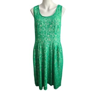 Betsey Johnson Kelly‎ Green Lace Overlay Mini Dress Size 10